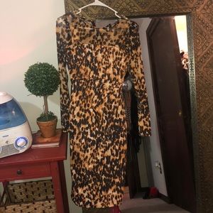 KAREN MILLEN LEOPARD satin dress size 2 NWT